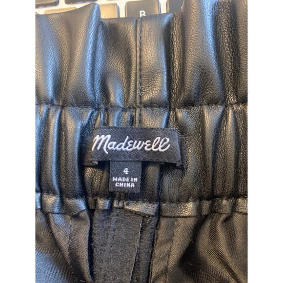Madewell Women's Pull-On Paperbag Pant Vegan Faux Leather Black Size 4 - Picture 3 of 5